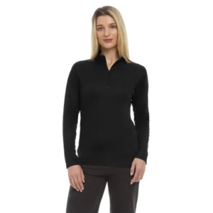 Ladies' Wicking L/S Solid Zip Pullover