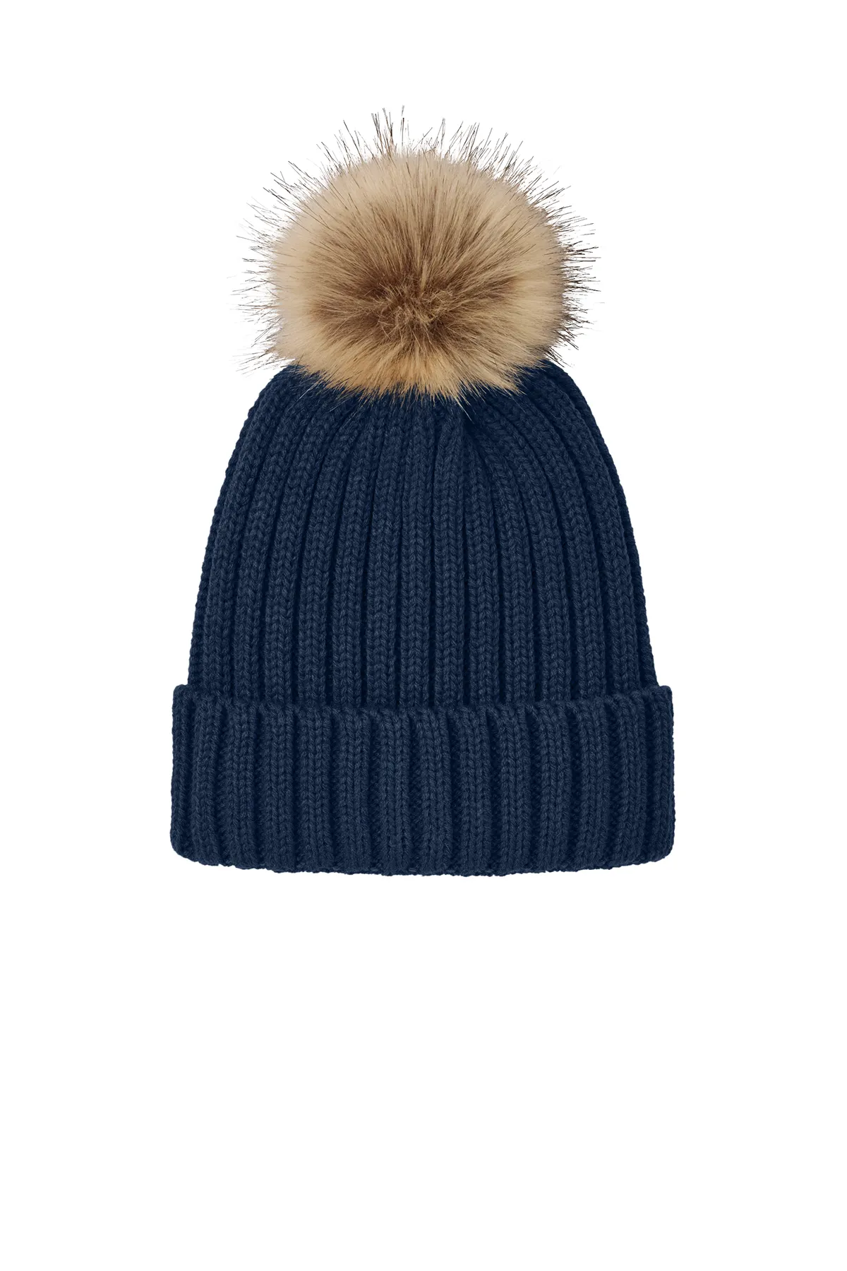 Port Authority® Faux Fur Pom Beanie - Image 3