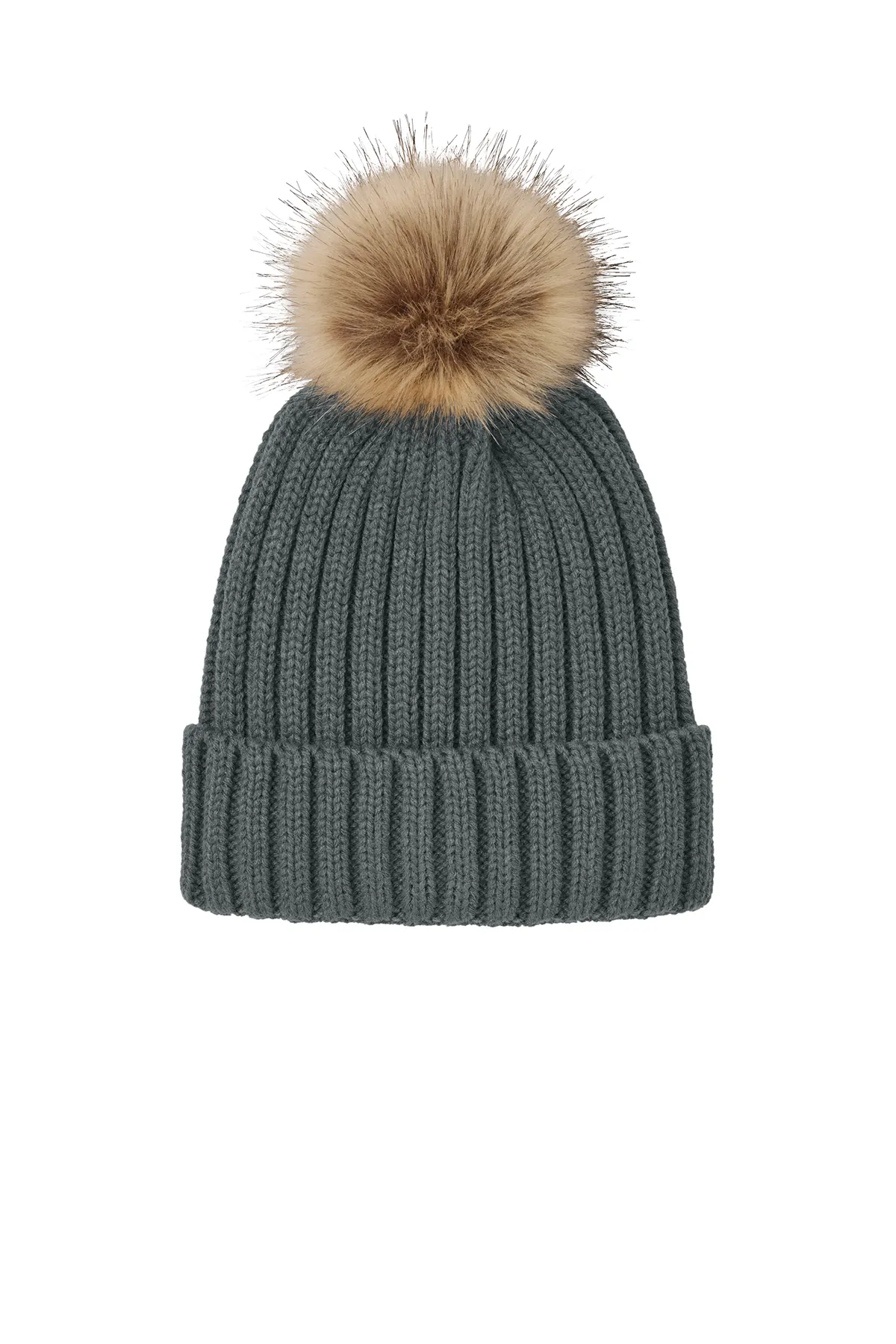 Port Authority® Faux Fur Pom Beanie - Image 4